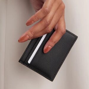 NWOT QUINCE Italian Leather Slim Card Case Black 5708